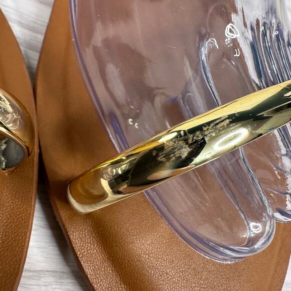 Universal Thread Bundle Flat Sandals 8.5 Brown White Slingback Roe Ring Comfort - Picture 10 of 14